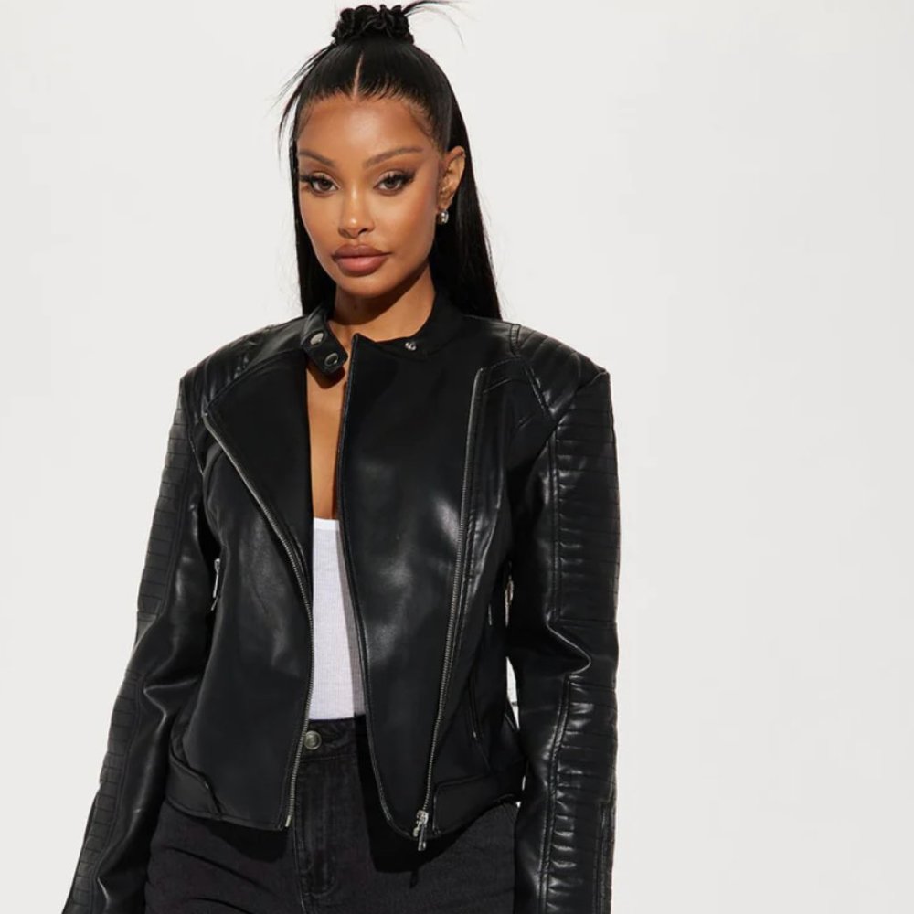 Black Leather Jacket (Fashion Nova Moto)